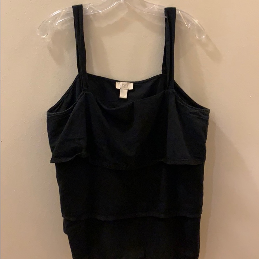Ann Taylor Loft Black Tiered Tank Top L
